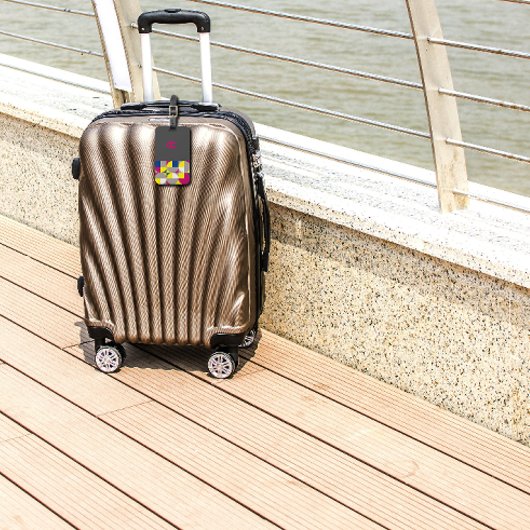 Abstrakter geometrischer Fuchsienblauer Grauname Gepäckanhänger