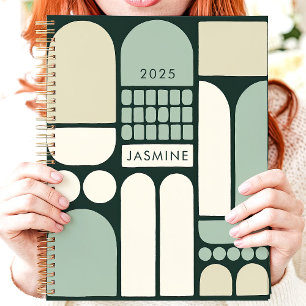 Abstrakter geometrischer grüner 2025 benutzerdefin planer