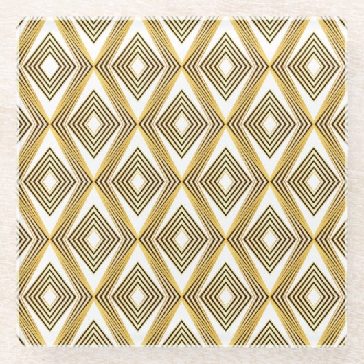 Abstrakter geometrischer Hintergrund Art Deco Glasuntersetzer (Vorderseite)