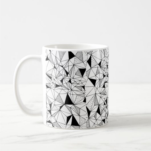 abstrakter geometrischer Hintergrund mit Po Kaffeetasse (Links)