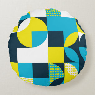Abstrakter geometrischer Hintergrund mit Quadraten Rundes Kissen