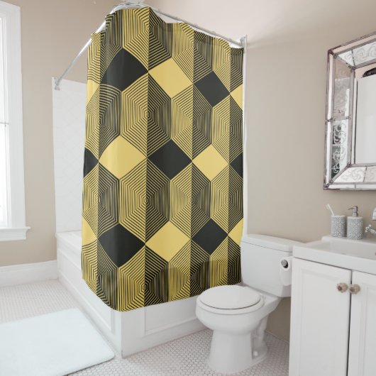 Abstrakter geometrischer Hintergrund. Sechseckgefl Duschvorhang (Beispiel)