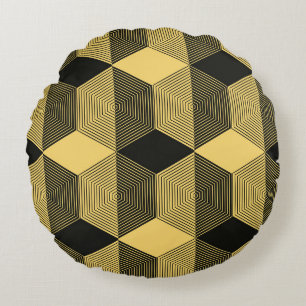 Abstrakter geometrischer Hintergrund. Sechseckgefl Rundes Kissen