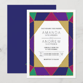 Abstrakter geometrischer Juwelstein Moderne Hochze Einladung