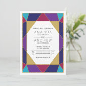 Abstrakter geometrischer Juwelstein Moderne Hochze Einladung (Stehend Vorderseite)