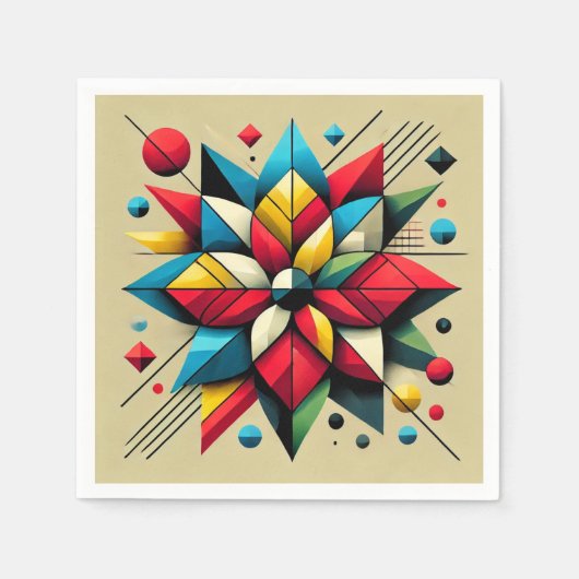 Abstrakter geometrischer Pop Art Poinsettia Découp Serviette (Vorderseite)