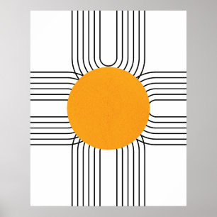 Abstrakter geometrischer Regenbogen, Sonne Minimal Poster