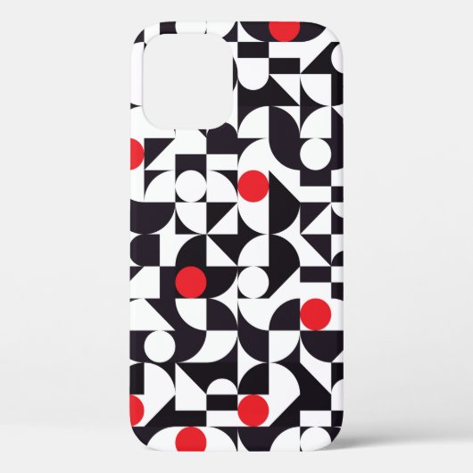 Abstrakter geometrischer Schwarz-weißer und roter Case-Mate iPhone Hülle (Rückseite)