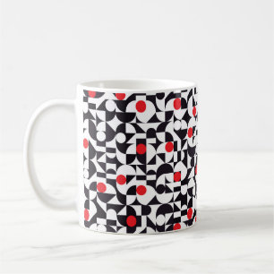 Abstrakter geometrischer Schwarz-weißer und roter Kaffeetasse