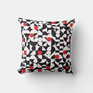 Abstrakter geometrischer Schwarz-weißer und roter  Kissen