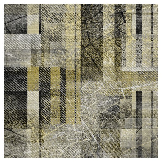 Abstrakter, geometrischer, schwarzer Senf Stoff (Muster)