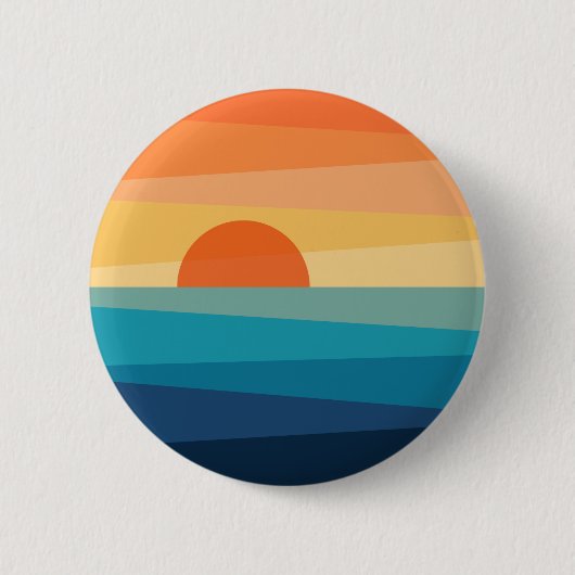 Abstrakter geometrischer Sonnenaufgang Button (Vorderseite)