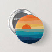 Abstrakter geometrischer Sonnenaufgang Button (Vorne & Hinten)