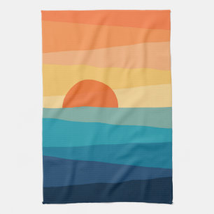 Abstrakter geometrischer Sonnenaufgang Geschirrtuch