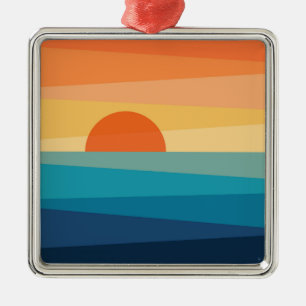 Abstrakter geometrischer Sonnenaufgang Ornament Aus Metall