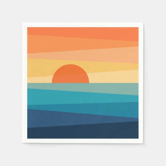 Abstrakter geometrischer Sonnenaufgang Serviette (Vorderseite)