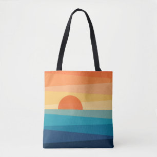 Abstrakter geometrischer Sonnenaufgang Tasche