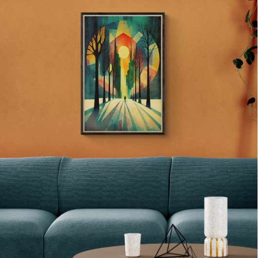 Abstrakter geometrischer Sonnenuntergang | Lange S Poster