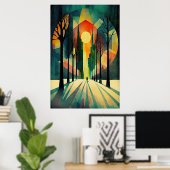 Abstrakter geometrischer Sonnenuntergang | Lange S Poster (Heimbüro)