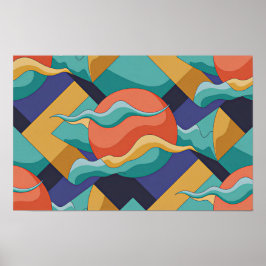 Abstrakter geometrischer Wellenplakat Poster