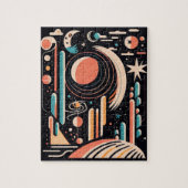 Abstrakter geometrischer Weltraumplanet. Vintager Puzzle (Vertikal)