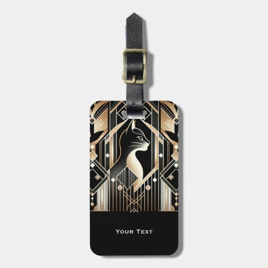 Abstrakter Gepäckanhänger für die schwarze Katze (Vorderseite vertikal)