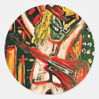 ABSTRAKTER GITARIST VII RUNDER AUFKLEBER