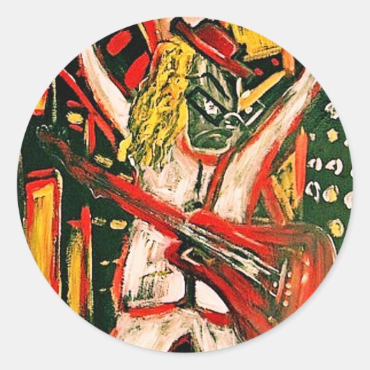 ABSTRAKTER GITARIST VII RUNDER AUFKLEBER (Vorderseite)