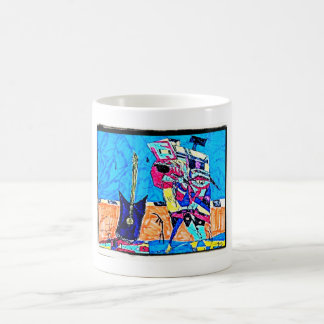 ABSTRAKTER GITARIST ZEICHNEND KAFFEETASSE