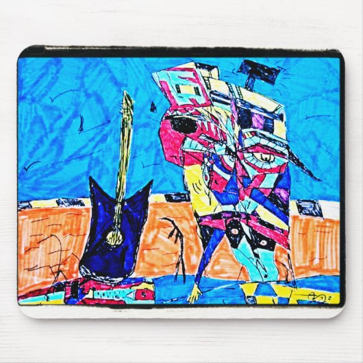 ABSTRAKTER GITARIST ZEICHNEND MOUSEPAD (Vorne)