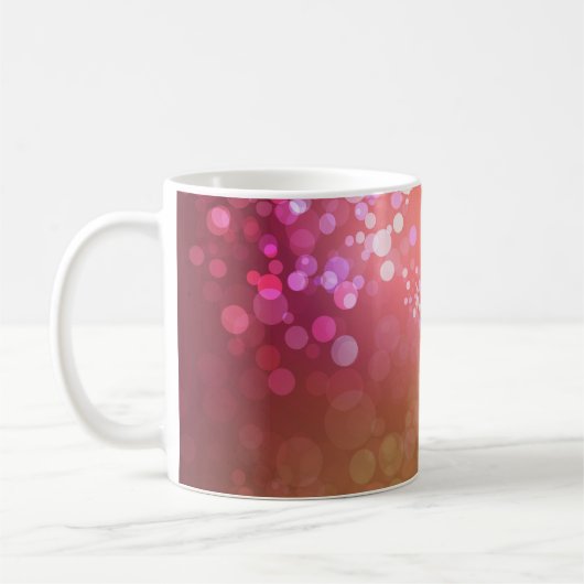 Abstrakter glamouröser, glänzender Hintergrund. Kaffeetasse (Links)