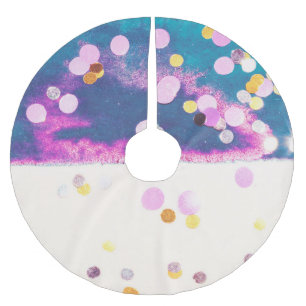 Abstrakter Glittery Blue Watercolor Splash Polyester Weihnachtsbaumdecke