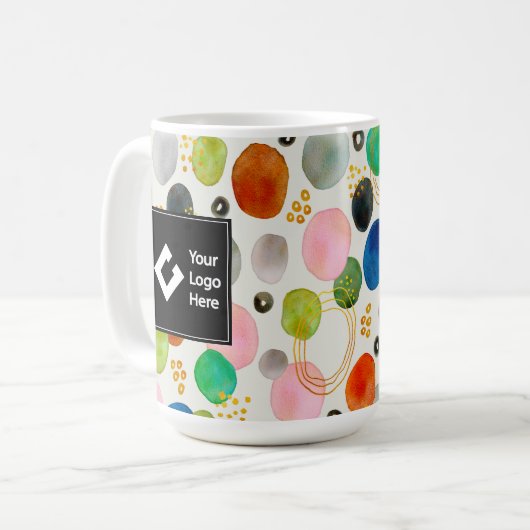 Abstrakter Glitzer aus Pebble Gold + Ihr Logo Kaffeetasse (Vorderseite Links)