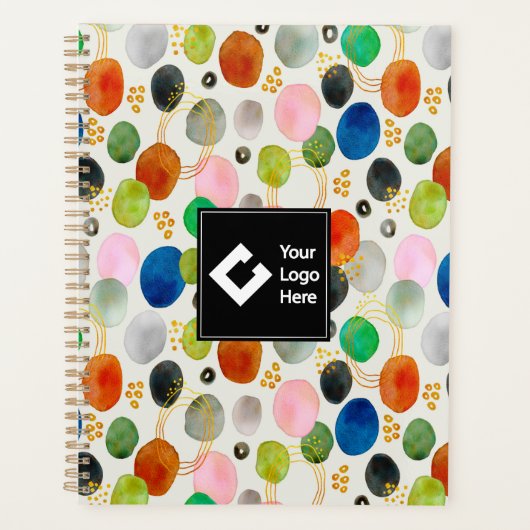 Abstrakter Glitzer aus Pebble Gold + Ihr Logo Planer (Vorderseite)