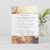 *~* Abstrakter Glitzer Goldfolie Elegante Hochzeit Einladung (Stehend Vorderseite)