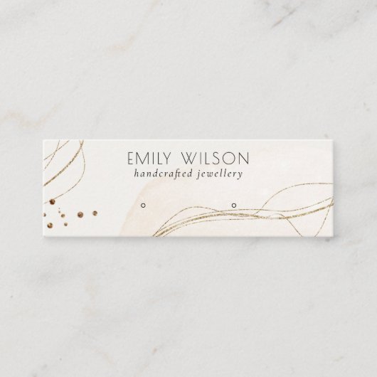 Abstrakter Glitzer Ivory Gold Stud Earring Display Mini Visitenkarte (Vorderseite)