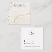 Abstrakter Glitzer Ivory Gold Stud Earring Display Quadratische Visitenkarte (Vorne/Hinten)