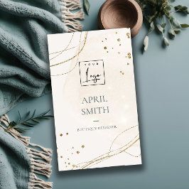 Abstrakter Glitzer Ivory Gold Wasserfarblogos Visitenkarte