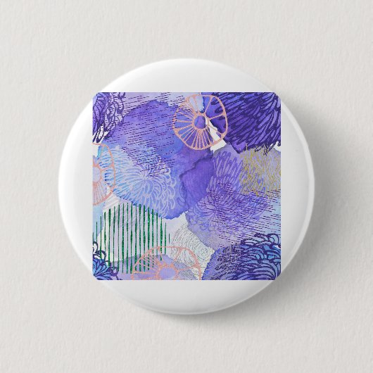 Abstrakter Glitzer mit Aquarellfarben Lila Button (Vorderseite)