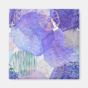 Abstrakter Glitzer mit Aquarellfarben Lila Magnet