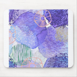 Abstrakter Glitzer mit Aquarellfarben Lila Mousepad