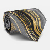 abstrakter Glitzer mit Schwarz und Gold Krawatte (Gerollt)