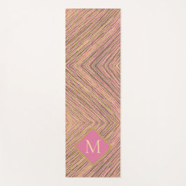 Abstrakter Glitzer Monogram, rosa Streifen Yogamatte