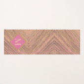 Abstrakter Glitzer Monogram, rosa Streifen Yogamatte (Vorderseite (Horizontal))