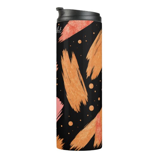 Abstrakter Glitzer Pinselstriche-Muster Thermosbecher (Nach rechts gedreht)