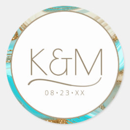 Abstrakter Glitzer Strata Border Wedding ID903 Runder Aufkleber