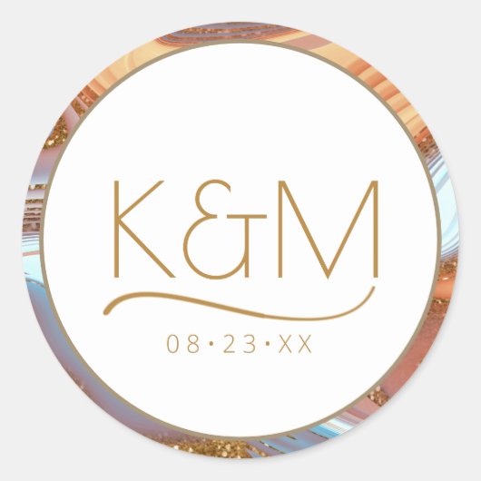 Abstrakter Glitzer Strata Border Wedding SW Wt ID9 Runder Aufkleber (Vorderseite)