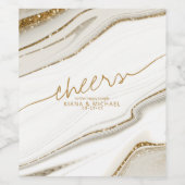 Abstrakter Glitzer Strata Cheers Ivory ID903 Weinetikett (Einzelnes Label)