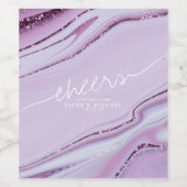 Abstrakter Glitzer Strata Cheers Lilac ID903 Weinetikett (Einzelnes Label)