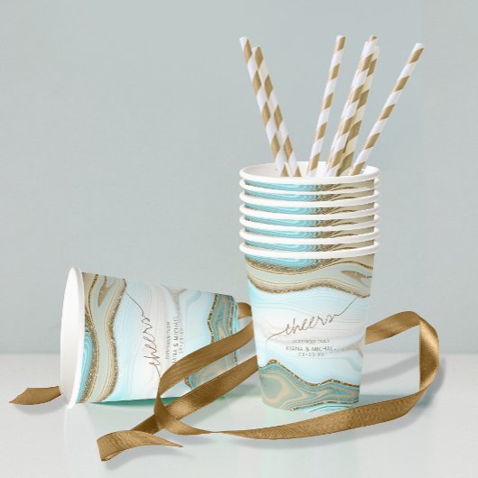 Abstrakter Glitzer Strata Wedding Cheers ID903 Pappbecher